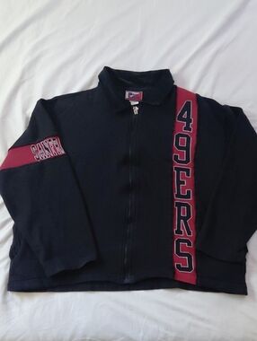 Vintage 90's San Francisco 49ers Pro Player Black Red Zip Up Sweater XL